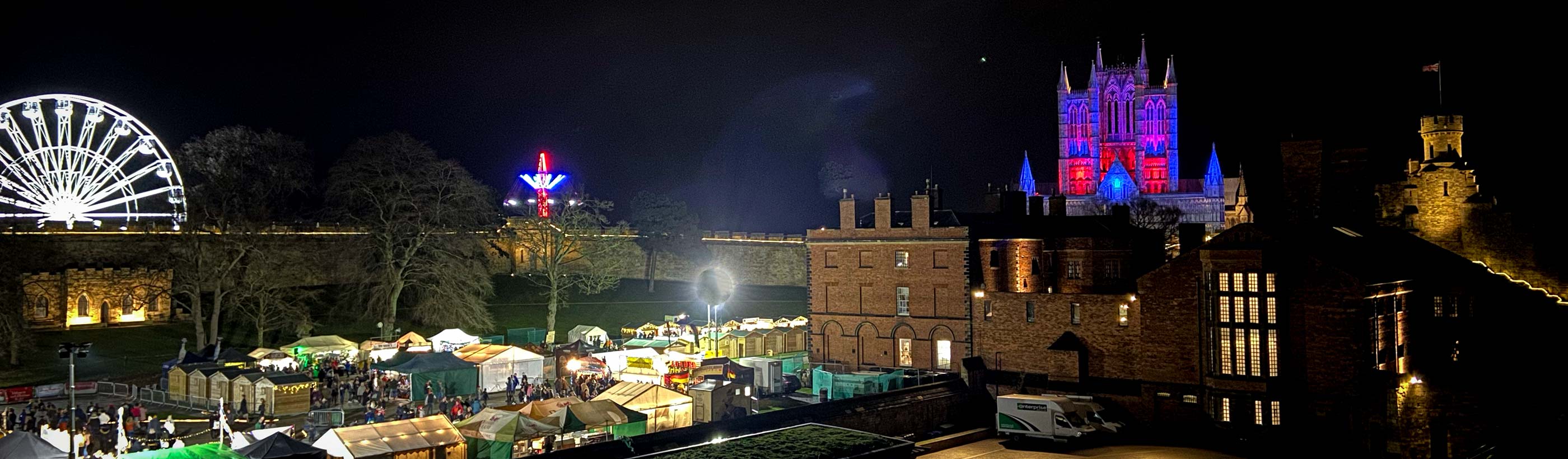 Lincoln Cathedral overlooking the Christmas market site