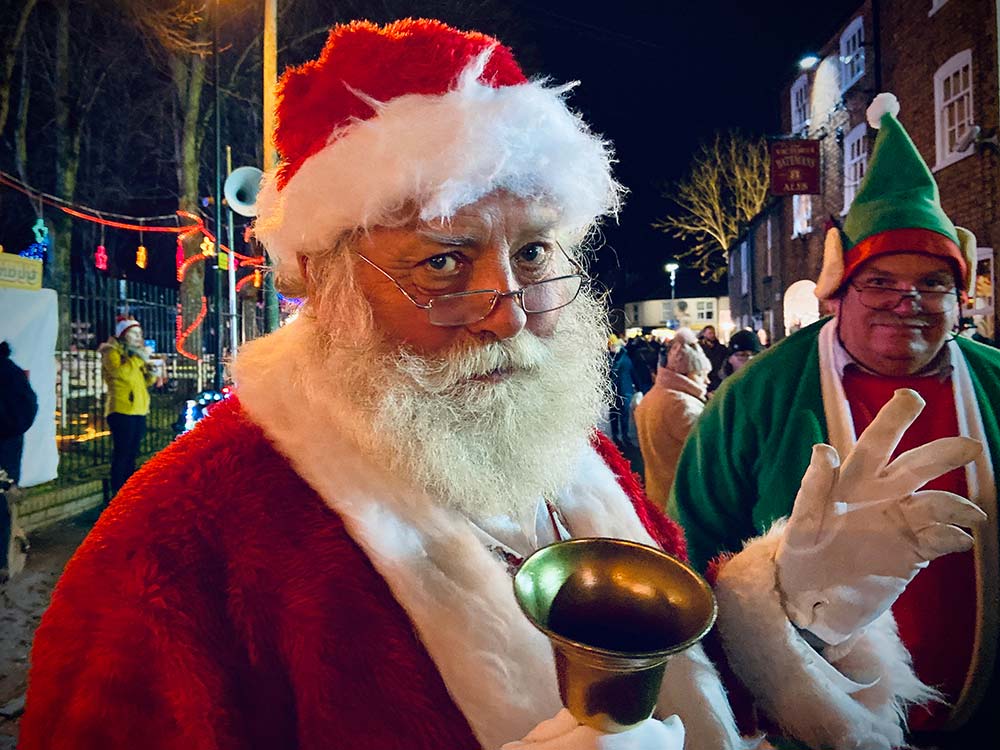 Santa greeting visitors at Lincoln Christmas Market